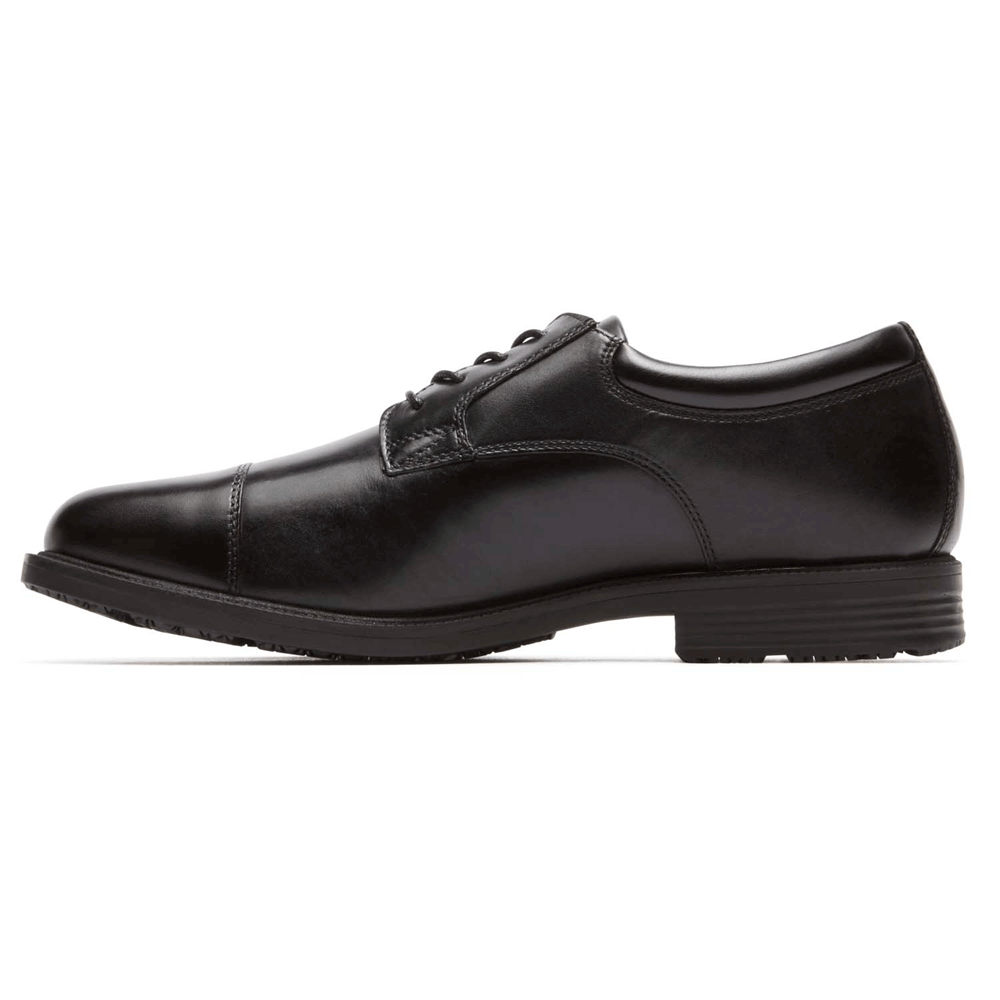 Rockport Mens Dress Shoes Black - Essential Details Waterproof Cap Toe - UK 864-LFAIQX